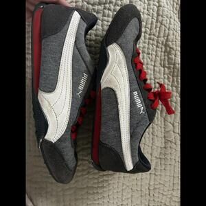 Puma 76 Runner Shoes Womens Size 9.5 Suede Navy White Sneakers Shoes 354968 02